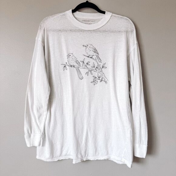 American Eagle White Long Sleeve Graphic Tee Size XS - Picture 2 of 4